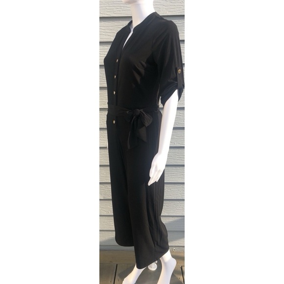 ⭐️2/$50⭐️MICHAEL KORS Jumpsuit Womens Black Cropped Wide Leg Tie Waist Stretch 🖤 - Picture 4 of 14